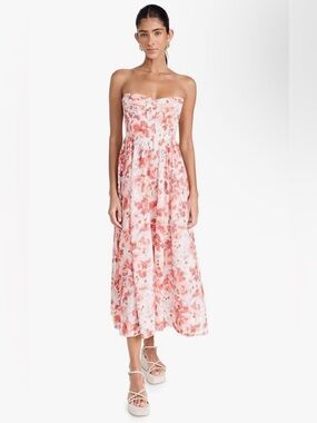 BARDOT Strapless Pink Floral Maxi Dress NWT